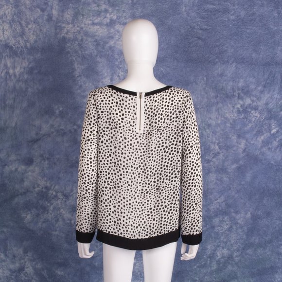 Loft Black & White Spotted Polka Dot Blouse Sz S - Picture 3 of 4